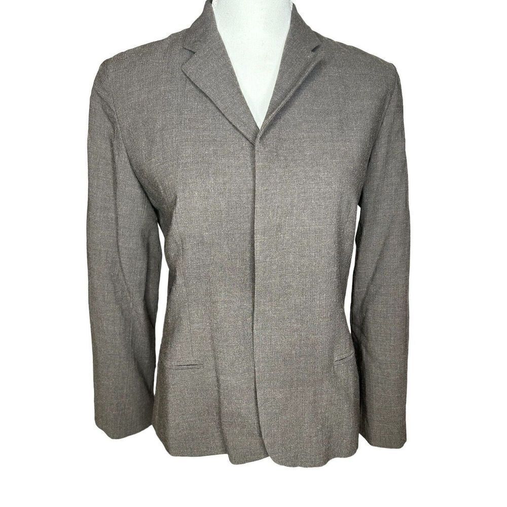 Ralph Lauren Black Label 100% Wool Brown Hidden Button Blazer Jacket Women Sz 8